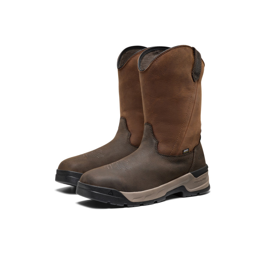 Men's Flatland Pull-On Waterproof Work Boot (Soft Toe) | Bison/Black - Image 2